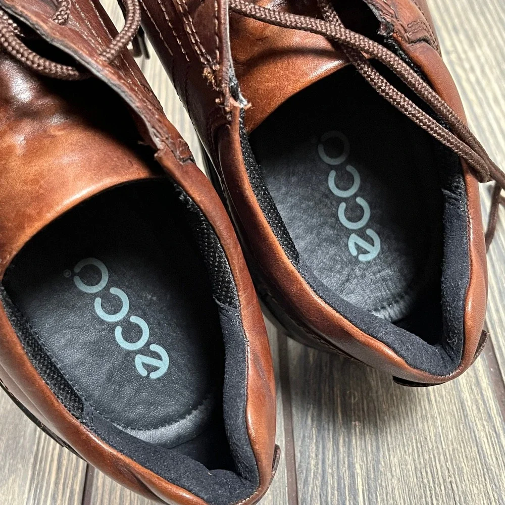 ECCO‎ Leather City Walker Shoes Men 10.5 Brown Lace Up Comfort Casual Oxford